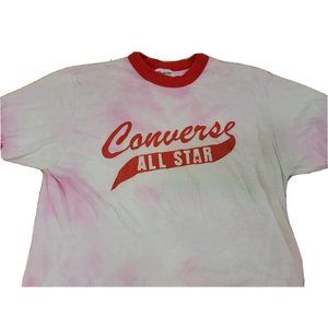 Men's 80's Stedman Converse All Star Ringer T Shirt Graphic Tee Red White Dye